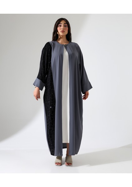 Büyük Beden Taş Detaylı Davet Uzun Abaya