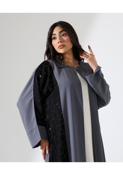 Büyük Beden Taş Detaylı Davet Uzun Abaya indirimleri