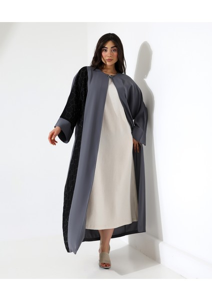 Büyük Beden Taş Detaylı Davet Uzun Abaya