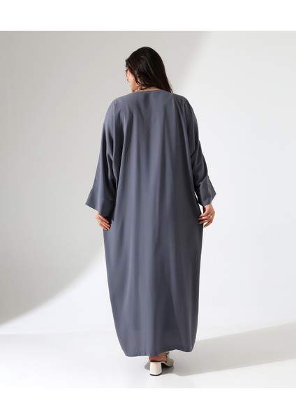 Büyük Beden Taş Detaylı Davet Uzun Abaya
