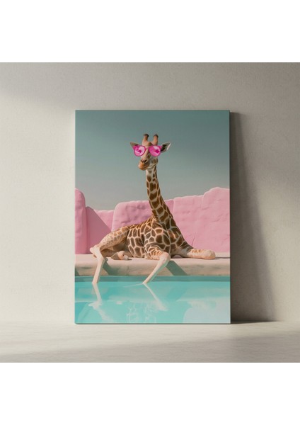 Havuz Başında Güneşlenen Zürafa Pop Art Tablosu fiyatları