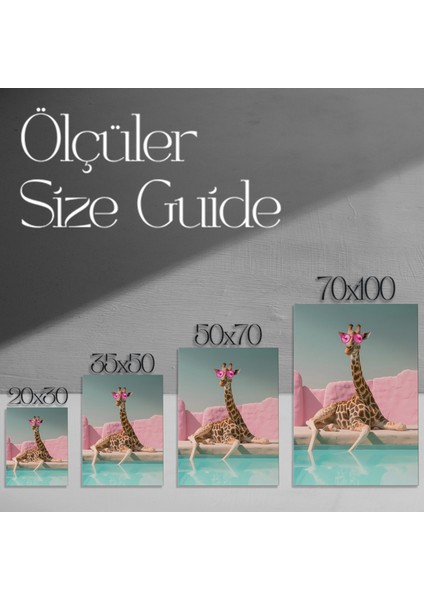 Havuz Başında Güneşlenen Zürafa Pop Art Tablosu modelleri