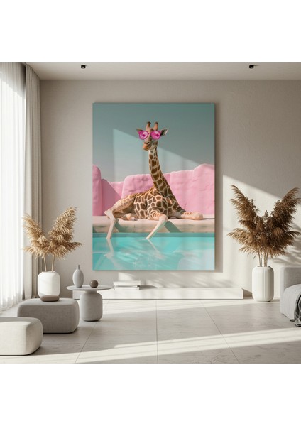 Havuz Başında Güneşlenen Zürafa Pop Art Tablosu fırsatları
