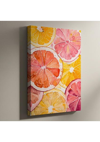 Suluboya Narenciye Dilimleri Soyut Sanat Tablosu