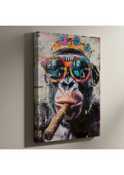 Pop Art Şempanze Portresi Tablosu