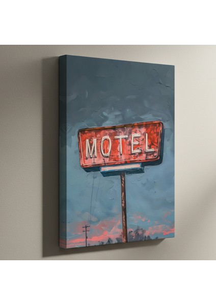 Pastell Tonlarda Motel Imzası Yağlıboya Tablosu