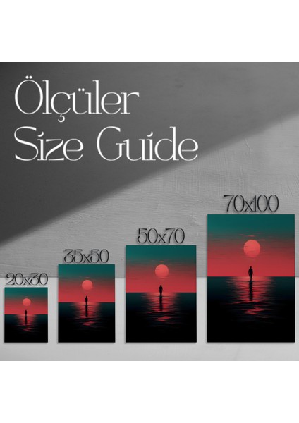 Kırmızı Günbatımı Minimalist Illüstrasyon Tablosu modelleri
