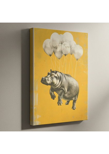 Sürrealist Hippopotam Balon Illüstrasyon Tablosu