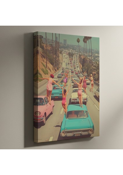 Retro Kaliforniya Otoyolu Illüstrasyon Tablosu