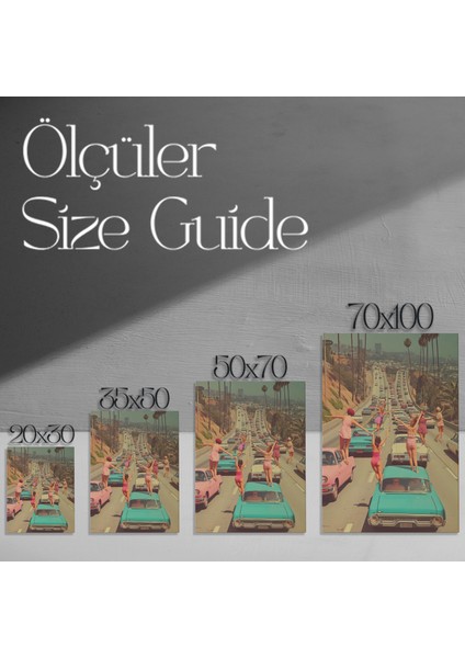 Retro Kaliforniya Otoyolu Illüstrasyon Tablosu modelleri