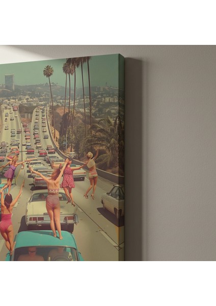 Retro Kaliforniya Otoyolu Illüstrasyon Tablosu indirimleri