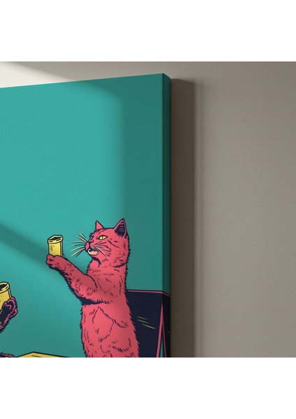 Retro Pop Art Kedi Illüstrasyon Tablosu indirimleri