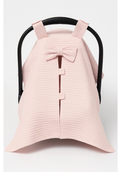 %100 Pamuklu Pembe Örgü Pikeli Tekli Puset Örtüsü modelleri