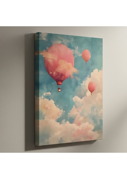 Pembe Balonlar Soyut Yağlı Boya Tablosu