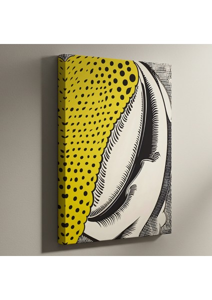 Soyut Pop Art Tarzı Sarı ve Siyah Noktalı Desenli Tablo