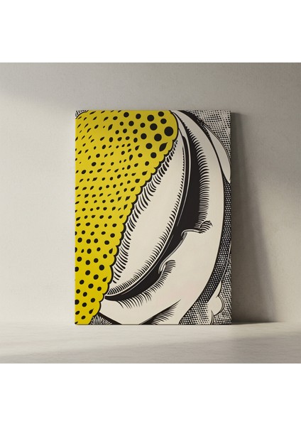 Soyut Pop Art Tarzı Sarı ve Siyah Noktalı Desenli Tablo fiyatları