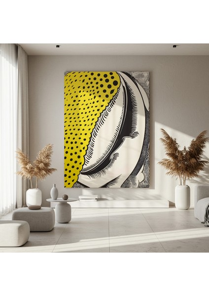 Soyut Pop Art Tarzı Sarı ve Siyah Noktalı Desenli Tablo fırsatları