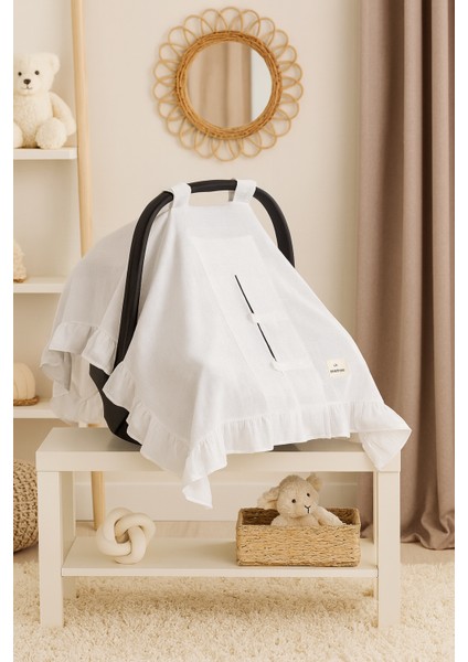 %100 Pamuk Müslin Kumaştan Fırfırlı Puset Örtüsü