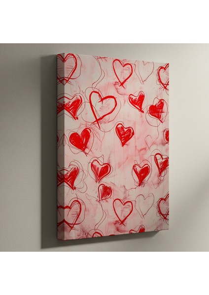 Soyut Kalp Desenli Modern Sanat Tablosu