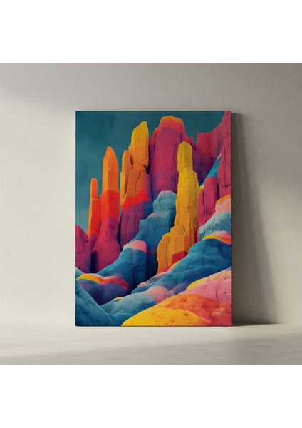 Soyut Renkli Dağlar Modern Sanat Tablosu fiyatları