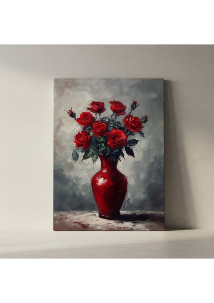 Koyu Kırmızı Güller Yağlıboya Tablosu fiyatları