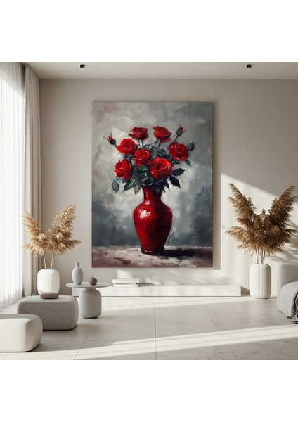 Koyu Kırmızı Güller Yağlıboya Tablosu fırsatları