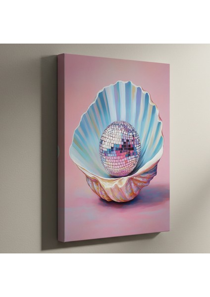 Disko Topu ve Kabuk Soyut Yağlıboya Tablosu