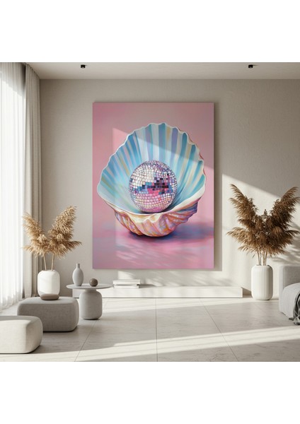 Disko Topu ve Kabuk Soyut Yağlıboya Tablosu fırsatları