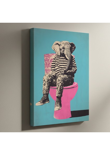 Tuvalde Fil ve Tuvalet: Pop Art Stili Illüstrasyon Tablosu