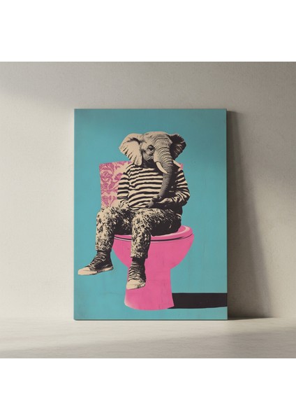 Tuvalde Fil ve Tuvalet: Pop Art Stili Illüstrasyon Tablosu fiyatları