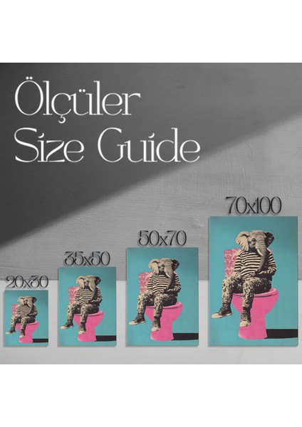 Tuvalde Fil ve Tuvalet: Pop Art Stili Illüstrasyon Tablosu modelleri