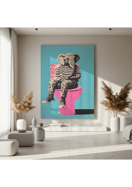 Tuvalde Fil ve Tuvalet: Pop Art Stili Illüstrasyon Tablosu fırsatları