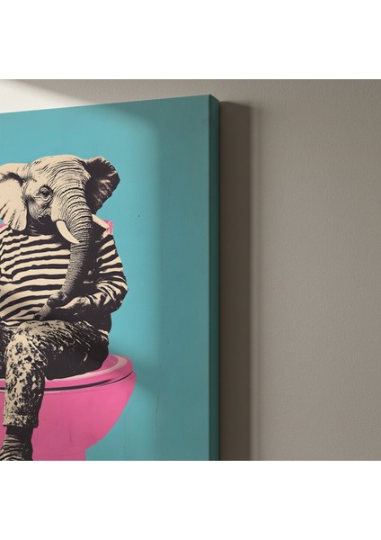 Tuvalde Fil ve Tuvalet: Pop Art Stili Illüstrasyon Tablosu indirimleri