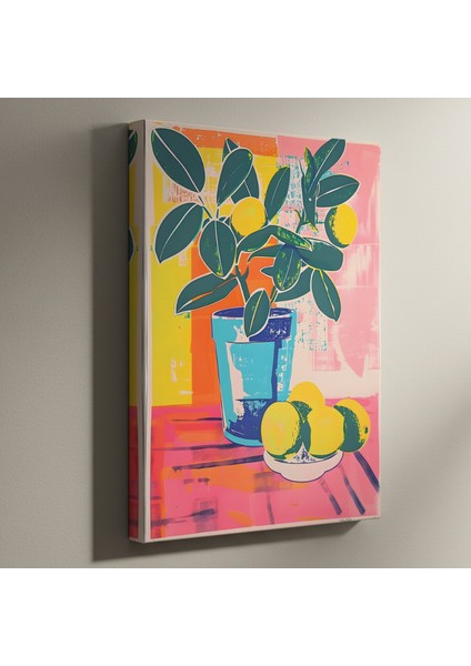 Neon Pop Art Limon Ağacı Tablosu