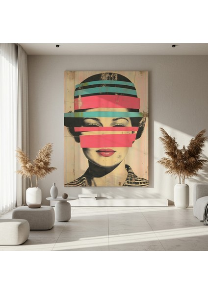 Soyut Kolaj Tekniğiyle Gerçekleştirilmiş Kadın Portresi Tablosu fırsatları