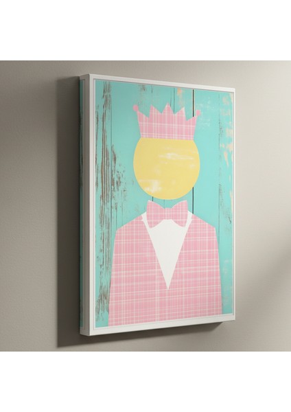 Pembe ve Turkuaz Tonlarında Eklektik Tarz Illüstrasyon Tablosu