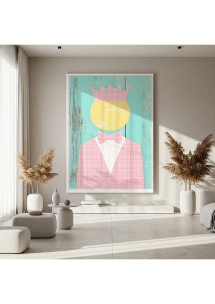 Pembe ve Turkuaz Tonlarında Eklektik Tarz Illüstrasyon Tablosu fırsatları