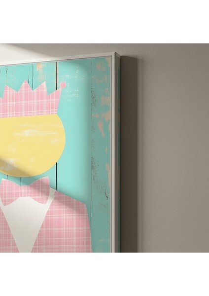 Pembe ve Turkuaz Tonlarında Eklektik Tarz Illüstrasyon Tablosu indirimleri