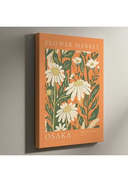 Osaka Papatya Çiçek Tarzı Botanik Illüstrasyon Tablosu