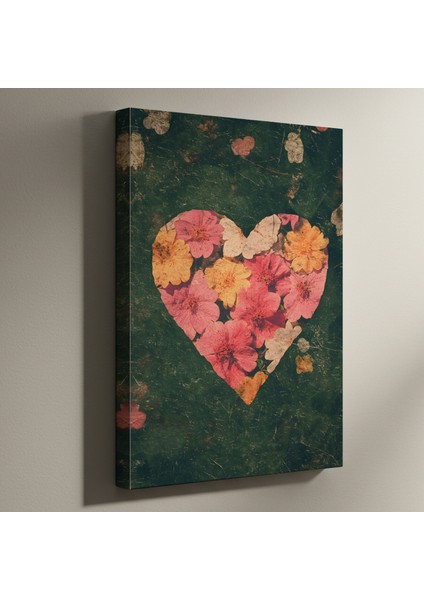 Kalp Çiçekleri Soyut Sanat Tablosu