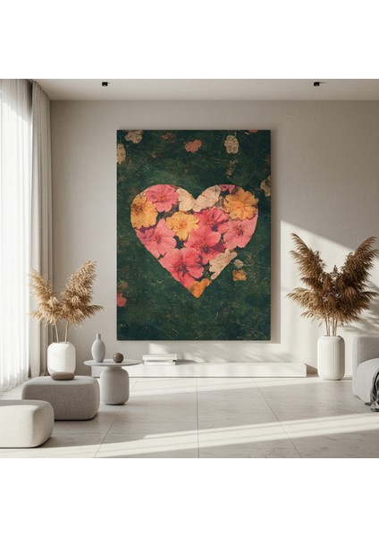Kalp Çiçekleri Soyut Sanat Tablosu fırsatları