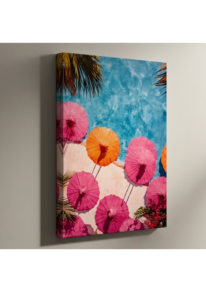 Havuz Kenarı Şemsiyeler Soyut Sanat Tablosu