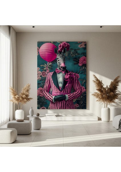 Zebra Şıklığı Sürrealist Illüstrasyon Tablosu fırsatları