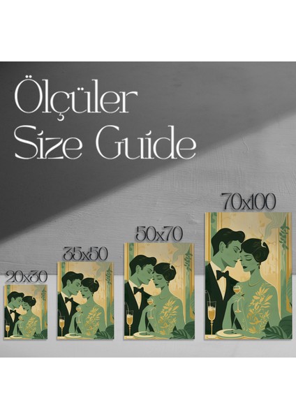 Art Deco Romantik Çift Portresi Tablosu modelleri