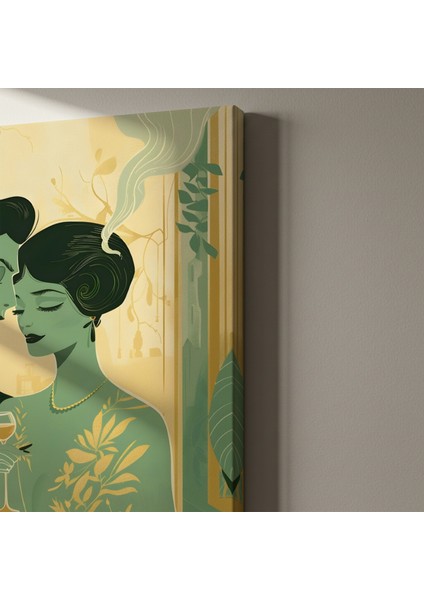 Art Deco Romantik Çift Portresi Tablosu indirimleri