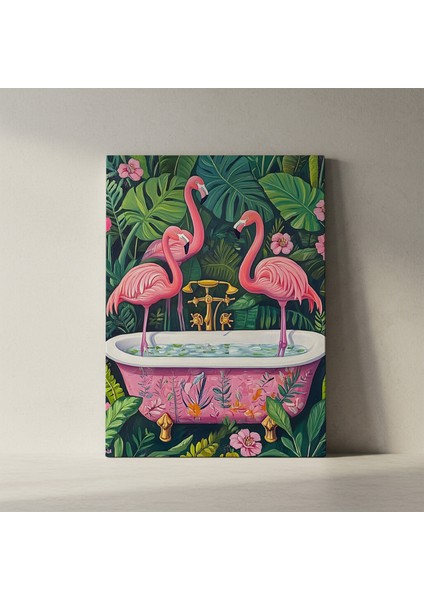 Flamingolar ve Tropikal Bitkiler Akrilik Tablo fiyatları