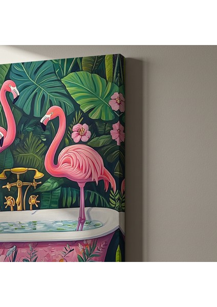 Flamingolar ve Tropikal Bitkiler Akrilik Tablo indirimleri