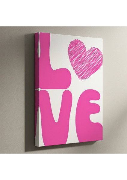 Pembe Kalpli Aşk Illüstrasyon Tablosu