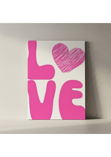 Pembe Kalpli Aşk Illüstrasyon Tablosu fiyatları