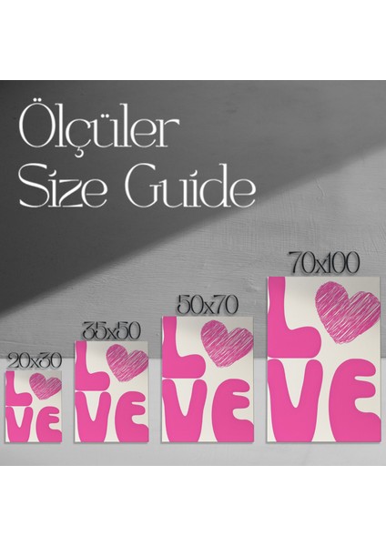 Pembe Kalpli Aşk Illüstrasyon Tablosu modelleri